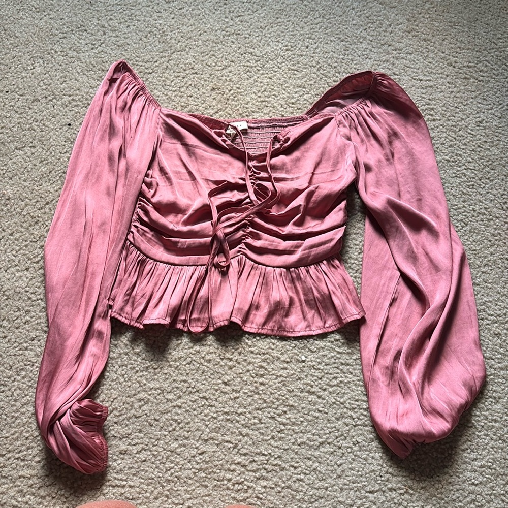 satin scrunch top crop top